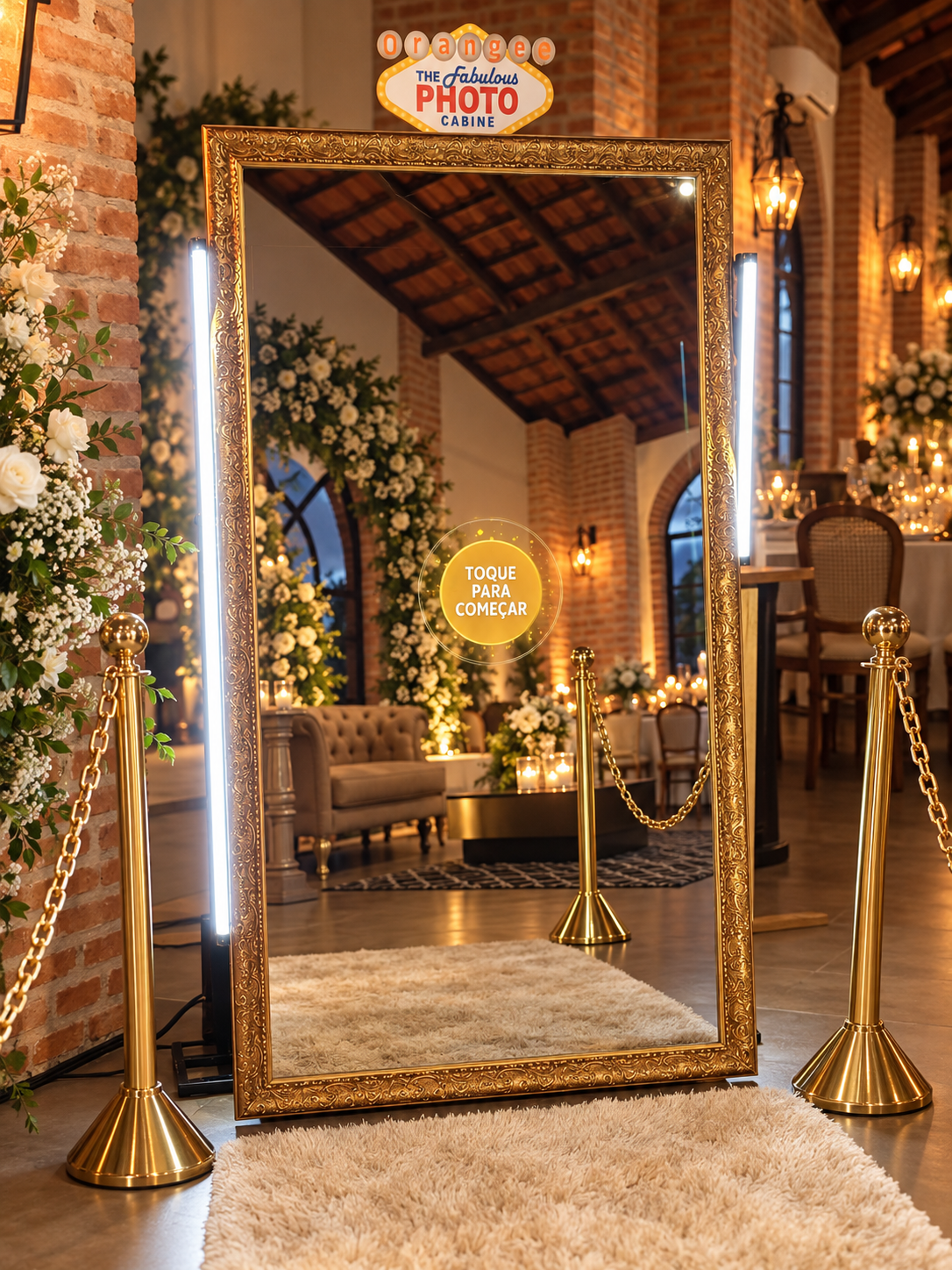 Espelho Mágico Orange em ambientação de casamento